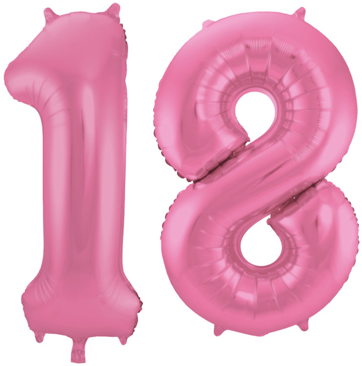 Folieballon Cijfer 18 Roze Metallic Mat - 86 cm