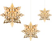Partydeco - Hangers Gouden Sneeuwvlokken (15-25 cm)