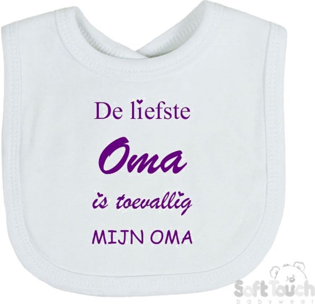 Goedkoopste Soft Touch Slabber De liefste oma is toevallig mijn oma Unisex Katoen Wit/paars Maat 33x22 Cm