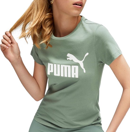 PUMA ESS Logo Tee (s) Dames T-shirt - Groen - Maat S