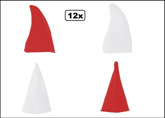12x Kaboutermuts rood en wit- geleverd in mt. 57, 59 en 61cm - Smurf dwerg kabouter paddestoel feest carnaval festival