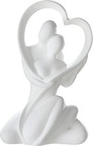 Sculpture couple amoureux LOVE - céramique - blanc mat - 11x16x27