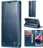 CaseMe - Telefoonhoesje geschikt voor Apple iPhone 15 Plus - Flip Wallet Case - Magneetsluiting - Donker Blauw