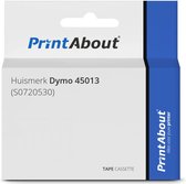 PrintAbout huismerk Tape 45013 (S0720530) Zwart op wit (12 mm) 5-pack geschikt voor Dymo