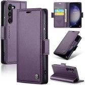 CaseMe - Hoesje geschikt voor Samsung Galaxy S23 FE - Retro Wallet Book Case - Met Magnetische Sluiting - Paars