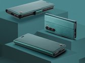 CaseMe - Hoesje geschikt voor Samsung Galaxy S23 FE - Retro Wallet Book Case - Met Magnetische Sluiting - Groen