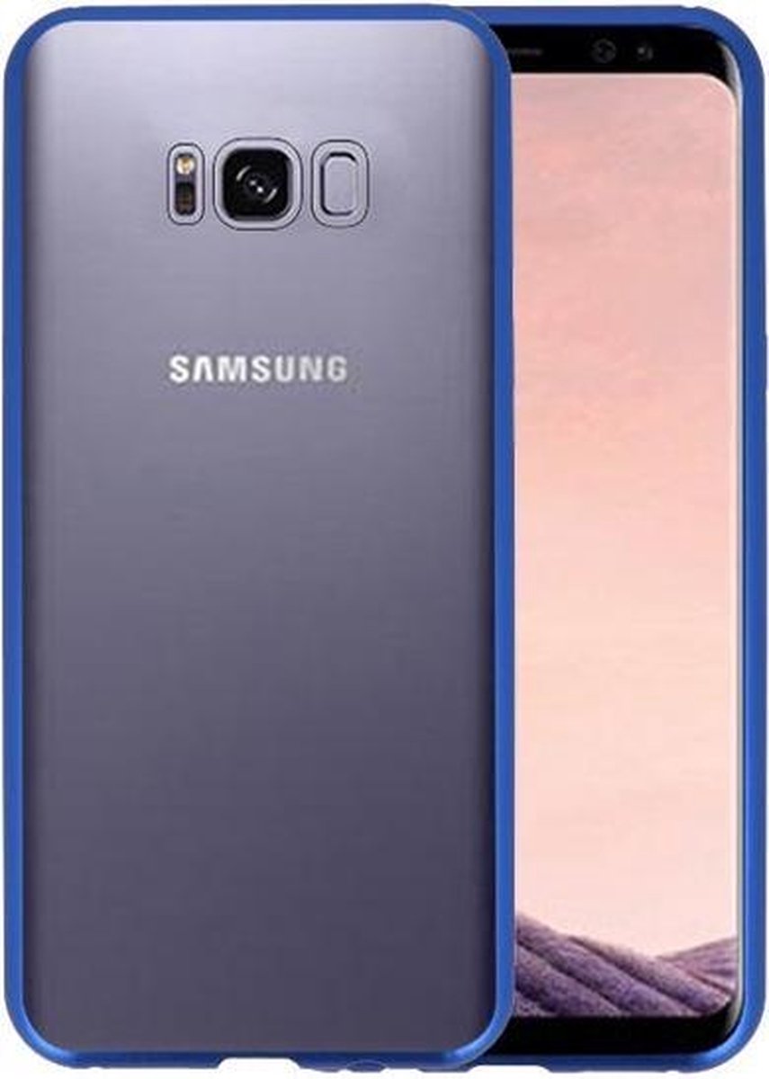 Magnetic Back Cover voor Samsung Galaxy S8 Plus Blauw - Transparant