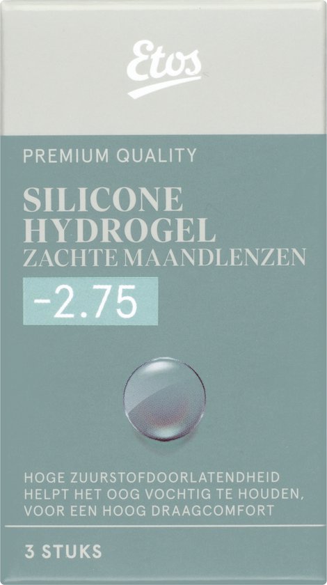 Foto: Etos maandlenzen silicone hydrogel zacht sterkte 2 75 1x3 stuks