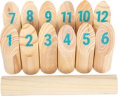 Small Foot - Kubb en bois avec jeu de lancer de chiffres dans un sac, 13 pcs.