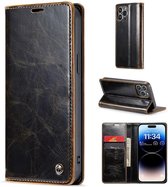 CaseMe - Telefoonhoesje geschikt voor Apple iPhone 15 Pro Max - Flip Wallet Case - Magneetsluiting - Donker Bruin