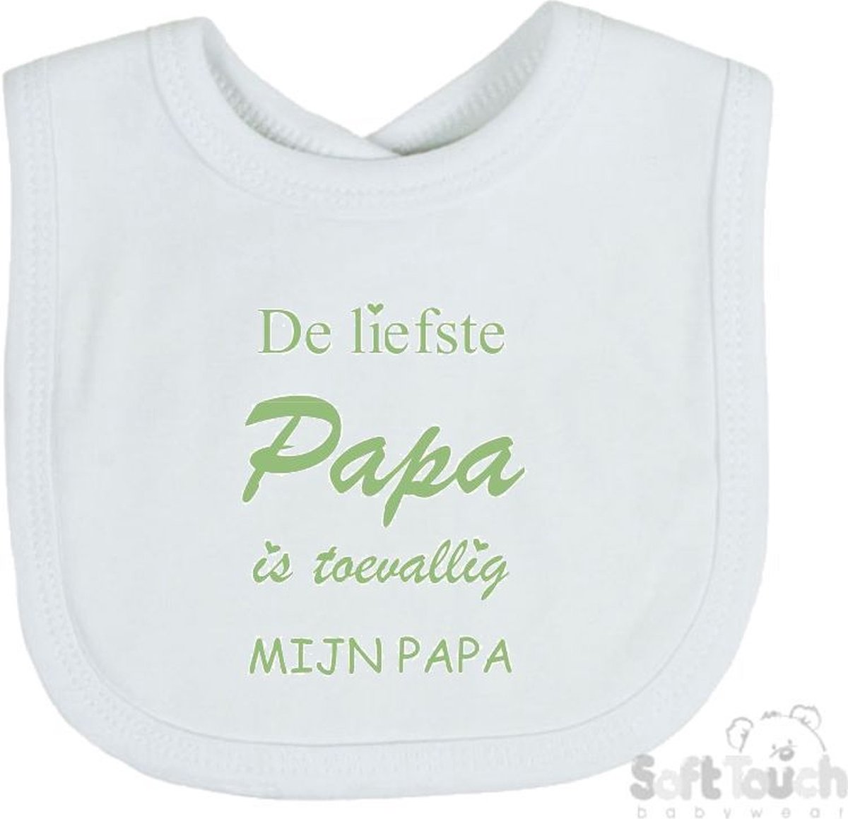 Goedkoopste Soft Touch Slabber De liefste papa is toevallig mijn papa Unisex Katoen Wit/sage green (saliegroen) Maat 33x22 Cm