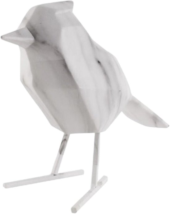 Present Time Ornament Bird - Marmerprint Wit - 7,5x17x13,5cm - Modern