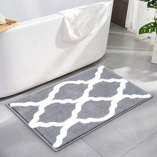 Microvezel badmatten antislip absorberend badkamertapijt wasbaar machine badtapijt voor badkamer keuken kamer (grijs, 45 x 65 cm)