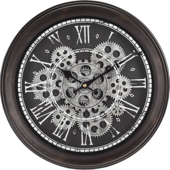 Wandklok Zwart Loft Stijl Met Zichtbaar Uurwerk O 36.cm bol