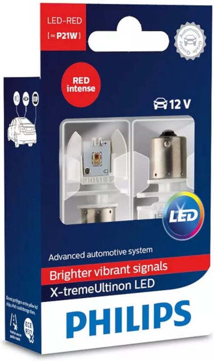 Philips X-tremeUltinon LED BA15s / P21W Red set 12898RX2 12v