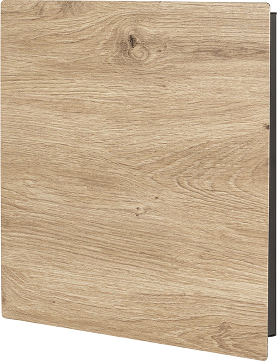 Sleutelkast – Zwart metaal met eikenmotief – Decoratief design – 30 cm breed, 30 cm hoog