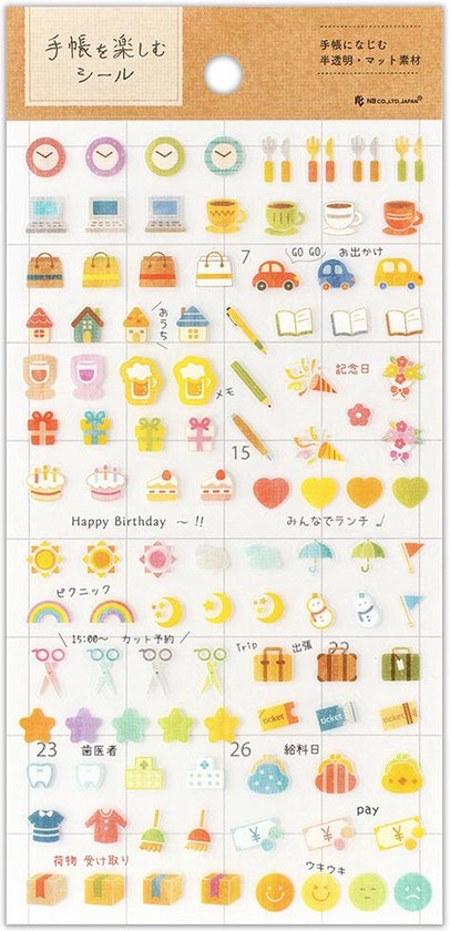 Kawaii stickers voor je agenda - 2x stickervel transparant - Plannerstickers Kawaii - Japanse Stickers - Mooi voor scrapbooking, journal en agenda - Planner Stickers - Stickervellen - Stickervellen Japan - Allemaalstickersenzo