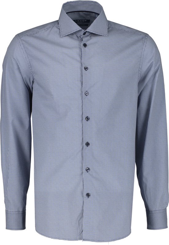 Ledub modern fit overhemd - donkerblauw dessin - Strijkvriendelijk - Boordmaat: 40
