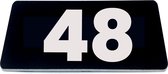 Nummerplaatje 48 - 80 x 50 x 1,6 mm - Zwart/wit - incl. 3M-tape | Nummerbordje - Deur en kamernummer - brievenbusnummers - Gratis verzending - 5 jaar garantie | Gratis Verzending