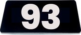 Nummerplaatje 93 - 80 x 50 x 1,6 mm - Zwart/wit - incl. 3M-tape | Nummerbordje - Deur en kamernummer - brievenbusnummers - Gratis verzending - 5 jaar garantie | Gratis Verzending