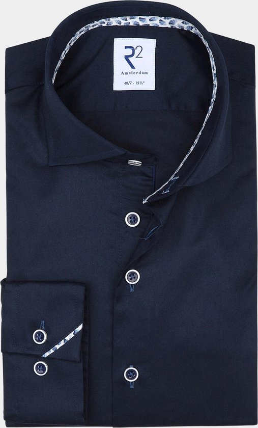 R2 Amsterdam - Chemise Twill Navy - Taille 42 - Coupe moderne
