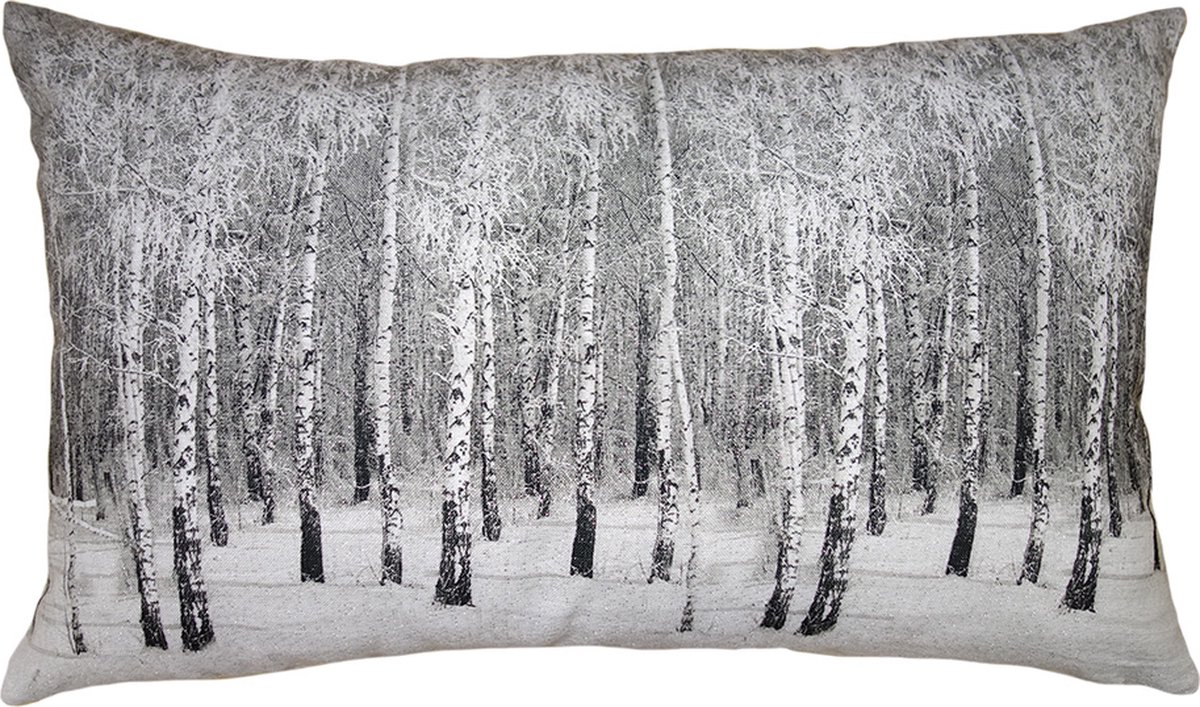 Clayre & Eef Kussenhoes 30x50 cm Grijs Polyester Boom