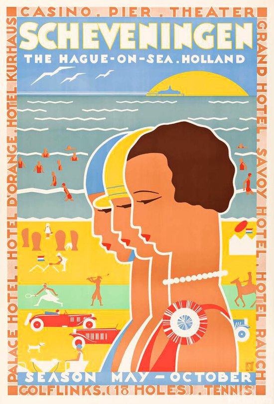 Posters Vintage - Scheveningen Poster - Kleurrijk - Vintage poster - Ouderwets - Interieur Design - 61x91