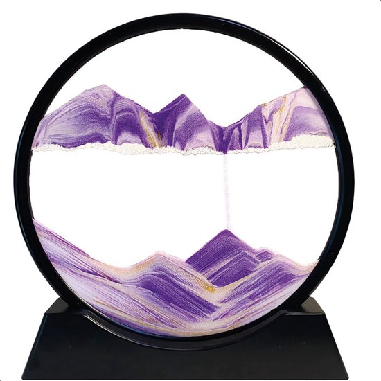 Art sur sable - Violet - Diamètre de 17cm - 360° - Art sur sable - En verre - Sablier - Décoration - Art sur sable en mouvement