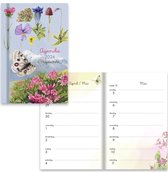 Hallmark - Agenda mini - 2024 - Marjolein Bastin - Blauw vlinder bloemen - Weekoverzicht - Hardcover - A7 ( 7,5 x 11,5cm)