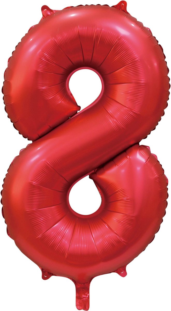 folieballon cijfer 8 mat rood metallic