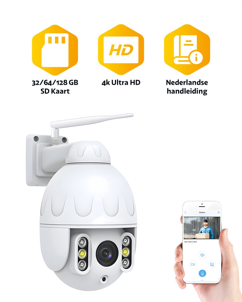 Teceye - Beveiligingscamera voor Buiten – Bewakingscamera – Buiten Camera - Buitencamera wifi met app – +128SD Kaart