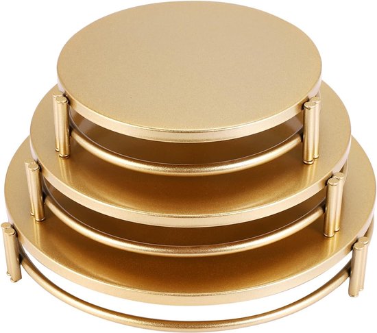 GHWMYD Taartstandaard, retro houten cupcake-standaard, draaibaar, ronde taartstandaard voor bruiloft, verjaardag, verjaardagsfeest, buffet evenement (4 etages, rond
