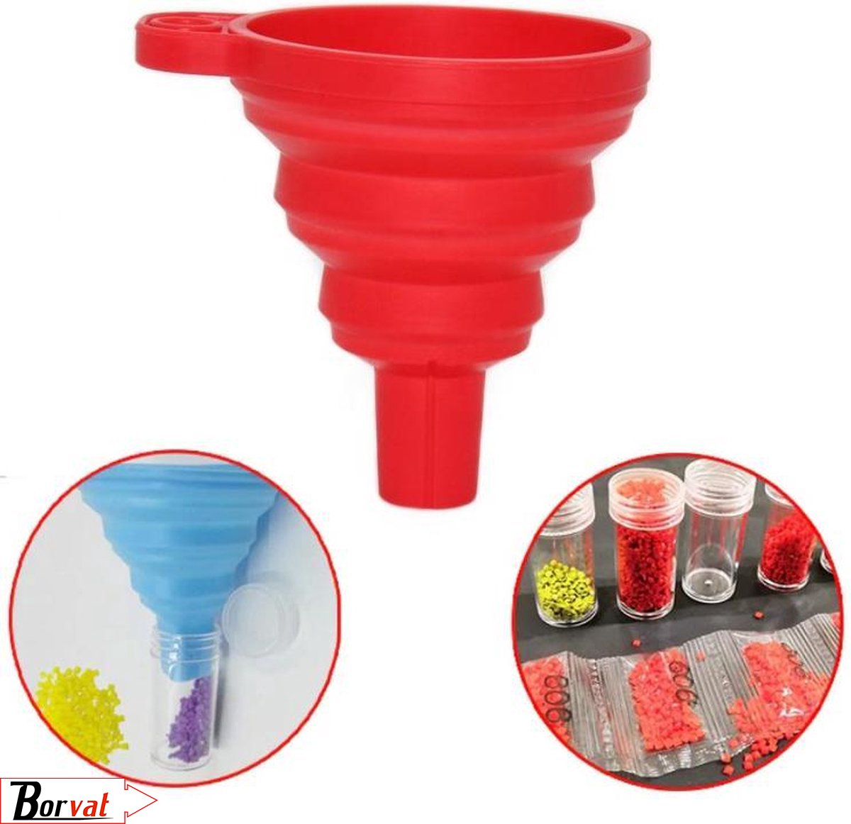 Borvat® | Diamond Painting Flexibele Trechter Rood | opvouwbaar | Gereedschap Tool