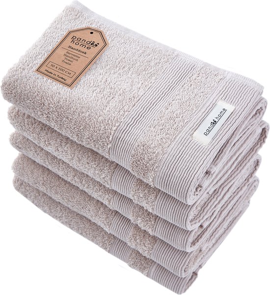 PandaHome - Handdoeken - 5-delig - 5 Handdoeken 50x100 cm - 100% Katoen - Beige Handdoek - Haarhanddoek