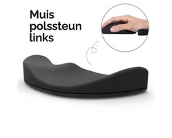 Polssteun voor muis - Ergonomische Muismat Ondersteuner – Ultieme vrijheid zonder muismatten – Zachte silicone vulling polssteun muis – Voorkom een muisarm met onze polsondersteuner voor muis - Linkshandige zwart