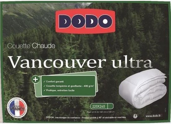 Couette Dodo 240x220 Couette Chaude DODO Vancouver 400gr/m² – Blanc 240x260 Cm, Fabriquée En France Couette Vancouver Marque DODO
