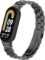 Stalen Smartwatch bandje - Geschikt voor Xiaomi Smart Band 8 stalen bandje - zwart - Strap-it Horlogeband / Polsband / Armband