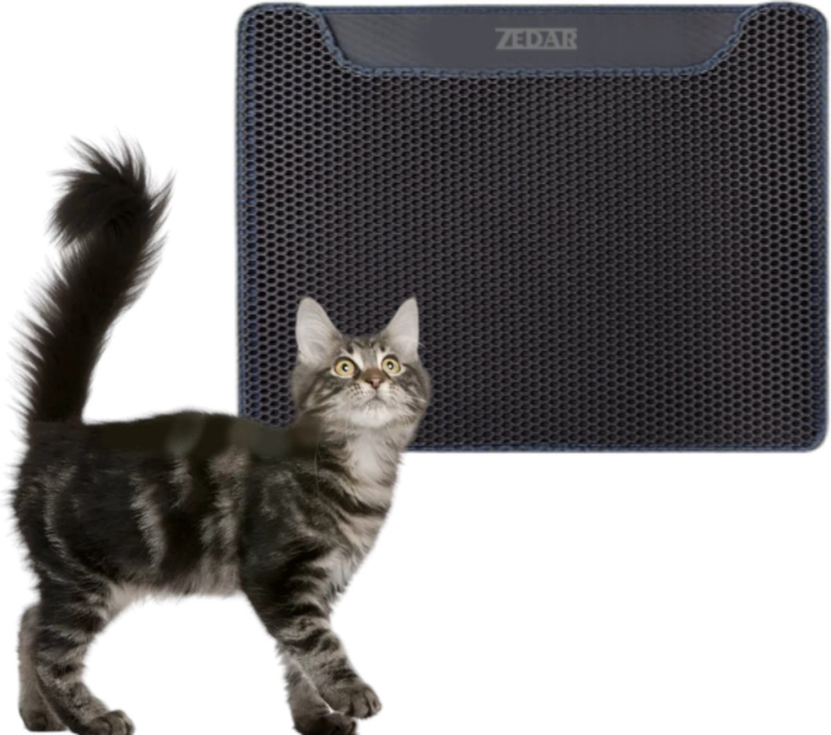 Kattenbakmat - Kattenbakvulling opvangen - Kattenbak mat - 58x43 - Zwart - Zedar