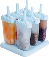 CHPN - Ijsjesvorm - Ijsjes - Ijsvormpjes - 6stuks - Ijsjes maken - Ijslollys - Waterijs - Ijs - Ice mold - Popsicle mold - Blauw