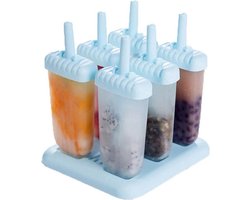 CHPN - Ijsjesvorm - Ijsjes - Ijsvormpjes - 6stuks - Ijsjes maken - Ijslollys - Waterijs - Ijs - Ice mold - Popsicle mold - Blauw