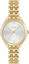 BOSS HB1502733 MAE Dames Horloge - Mineraalglas - Staal - Goudkleurig - 30 mm breed - Quartz - Vouw/Vlindersluiting - 3 ATM (spatwater)