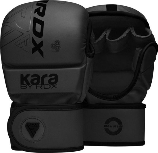RDX Sports F6 Kara - Gants de boxe MMA - Entraînement - Boxe - Simili Cuir - Zwart - S/M