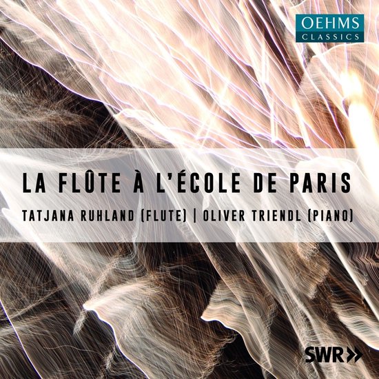 Abstracte achtergrond met vuurwerkachtig lichteffect. "LA FLÛTE À L'ÉCOLE DE PARIS" Oehms Classics.
