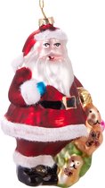 BRUBAKER Kerstman met Cadeautjes - Handbeschilderde Glazen Kerstballen - Mondgeblazen Kerstboomversieringen Figuren Grappige Decoratie Hangers Boombal - 12,5 cm
