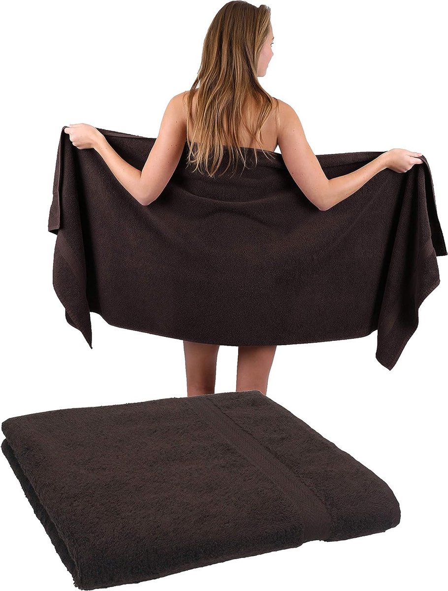 XXL Saunatowel Strandlaken 70x200 cm Donkerbruin 2 stuks 100% Katoen Terrie