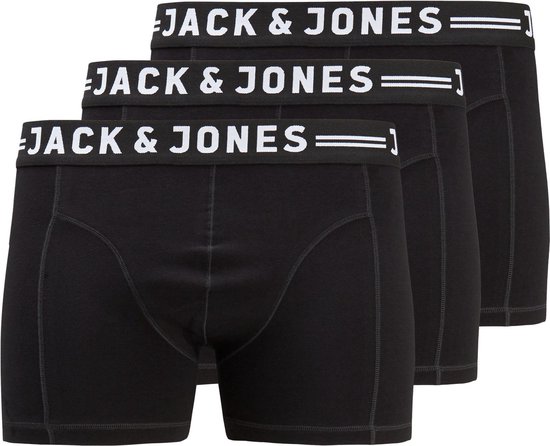 Jack & Jones Plus Size Boxershorts Heren Trunks SENSE 3-Pack Zwart - Maat 5XL - Grote maten