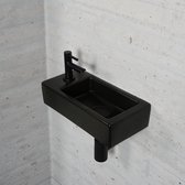 Luxor Fonteinset - Inclusief Kraan, Sifon en Plug - Kraangat Links - Mat Zwart - Ook geschikt bij Wiesbaden fontein producten