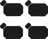 Krumble Placemat met onderzetter - Set van 4 - Onderleggers met lederlook - Kunstlederen effen placemats - Tafeldecoratie - Waterafstotend - Makkelijk schoon - Krasbestendig - Achthoekig - Zwart