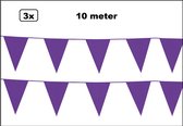 3x Vlaggenlijn paars 10 meter - verjaardag vlaglijn festival thema feest purple paarse vrijdag party