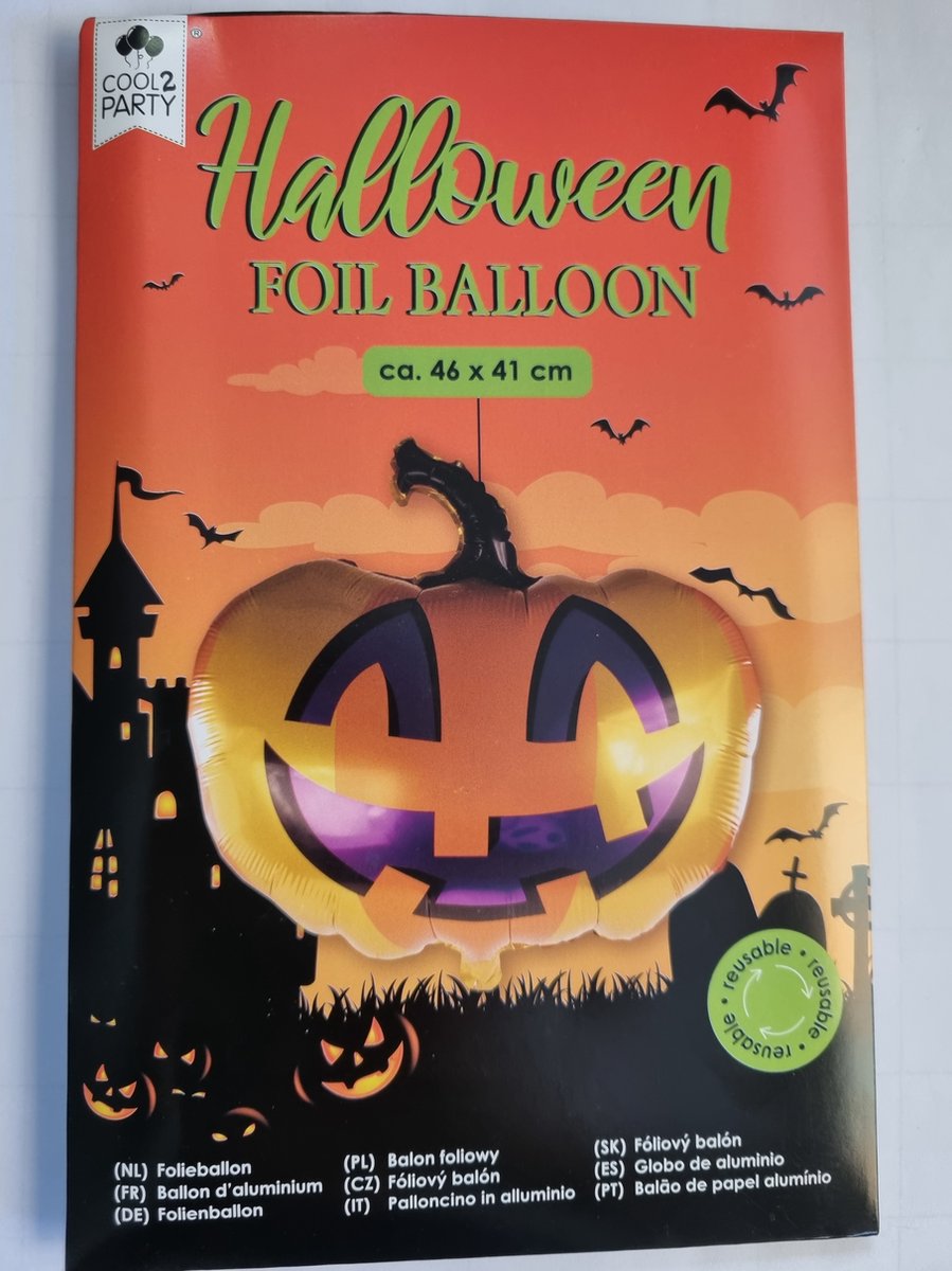 Halloween folie ballon Pompoen, 46 x 41 cm, figuurballon